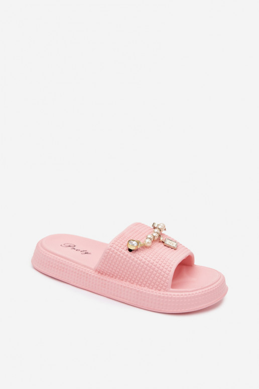 Dames roze lichte slippers met ornamenten Rosehip