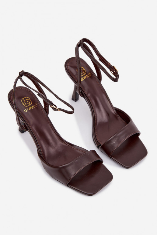 Sandales pour femmes à talons fins en simili cuir CzekoladoĮe Brisora