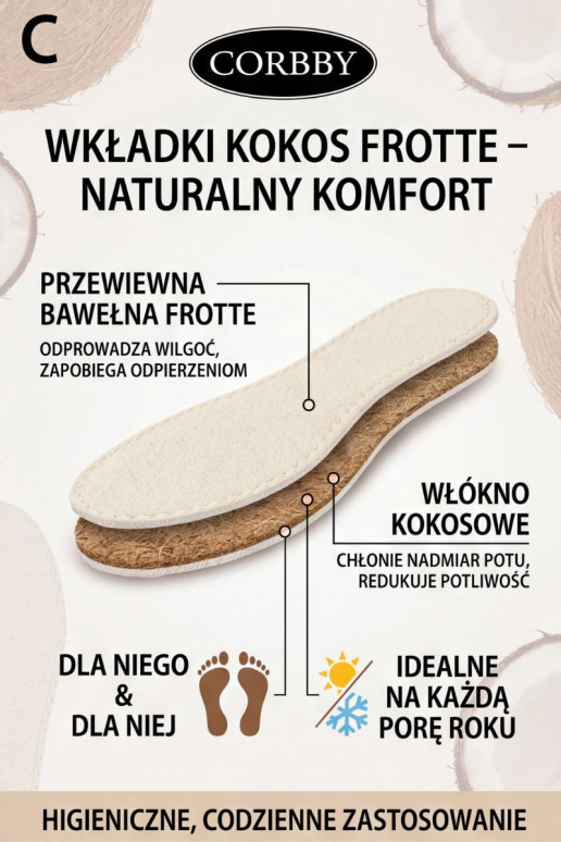 Corbby KOKOS FROTTE Inlegzolen voor alle weersomstandigheden