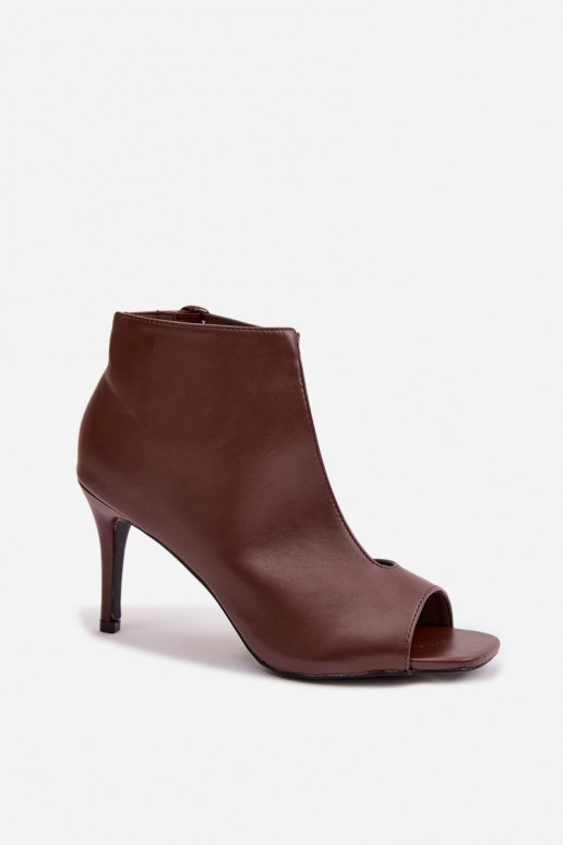 Sandales pour femmes avec talons fins en chocolat Helira