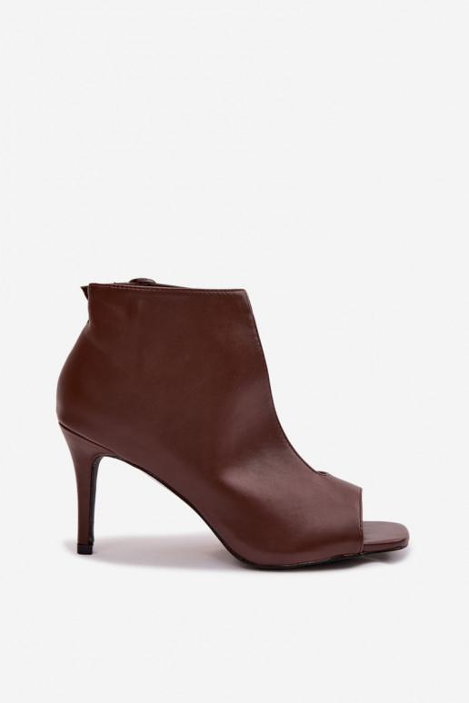 Dames sandalen met dunne hakken in chocoladekleur Helira