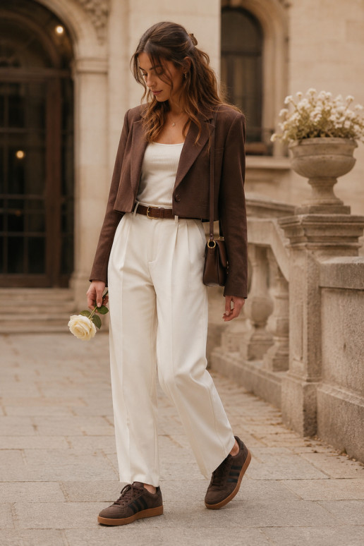 Baskets femme en daim synthétique chocolat Bellmont