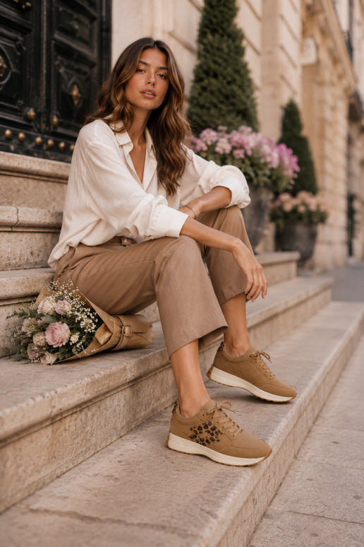 Damen-Sneaker LOTTO 2401931U CALENTO in Braun mit Leopardenmuster
