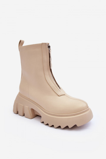Bottes avec plateforme et fermetures éclair couleur sable Kusma