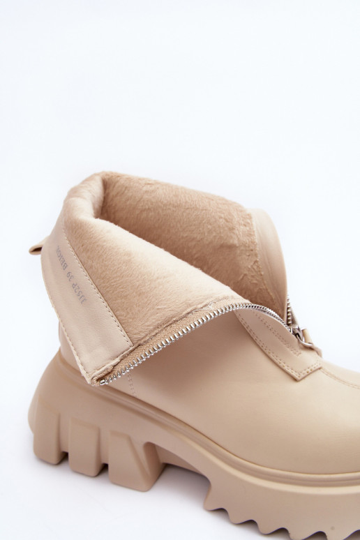 Stiefeletten mit Plattform und Reißverschluss in Sandfarbe Kusma
