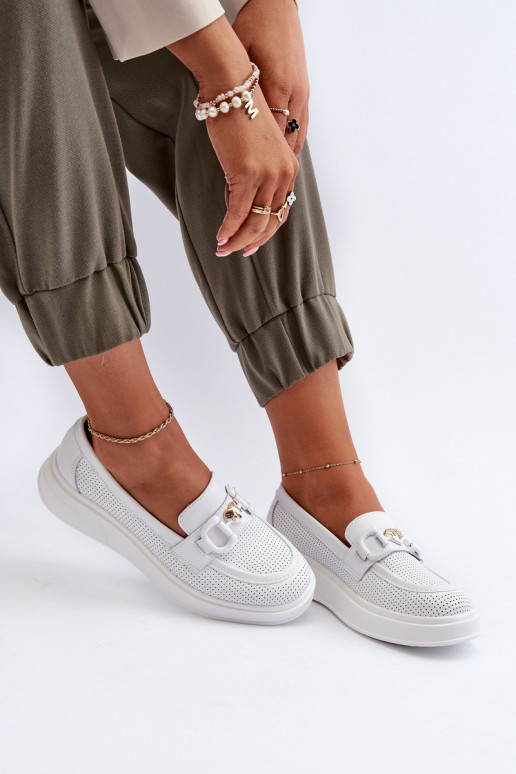 Dames loafers op platform in witte kleur S.Barski LR720