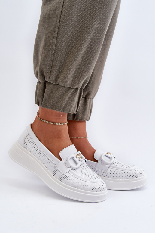 Mocassins à plateforme pour femmes en blanc S.Barski LR720