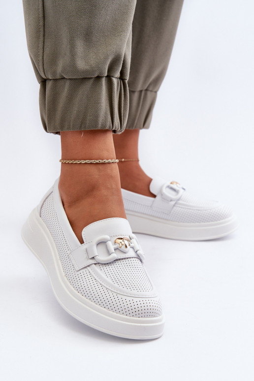 Mocassins à plateforme pour femmes en blanc S.Barski LR720
