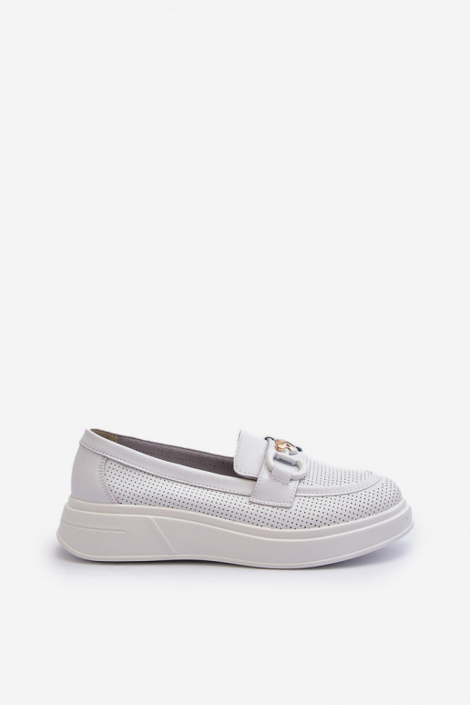 Mocassins à plateforme pour femmes en blanc S.Barski LR720