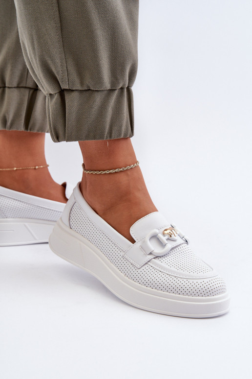 Dames loafers op platform in witte kleur S.Barski LR720