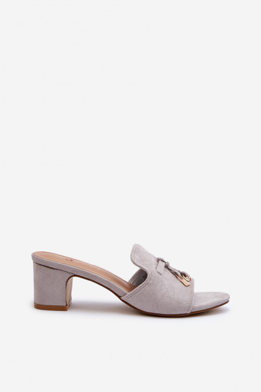 Dames slippers met kunstsuède hakken in grijze kleur Jemenna