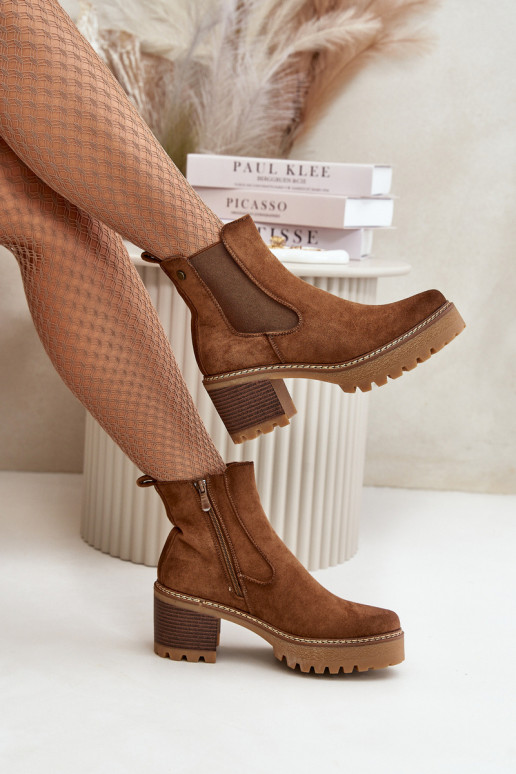 Bottines isolées pour femmes en daim synthétique couleur marron Irissinae