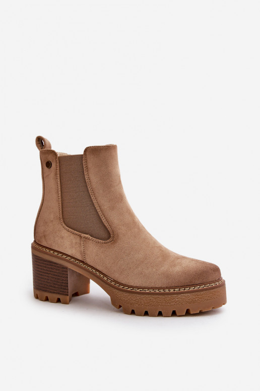 Bottines isolées pour femmes en daim synthétique couleur sable Irissinae