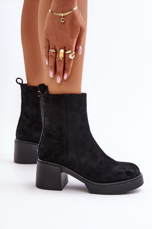 Bottines chaudes pour femmes en daim synthétique avec talons en noir Meriluna
