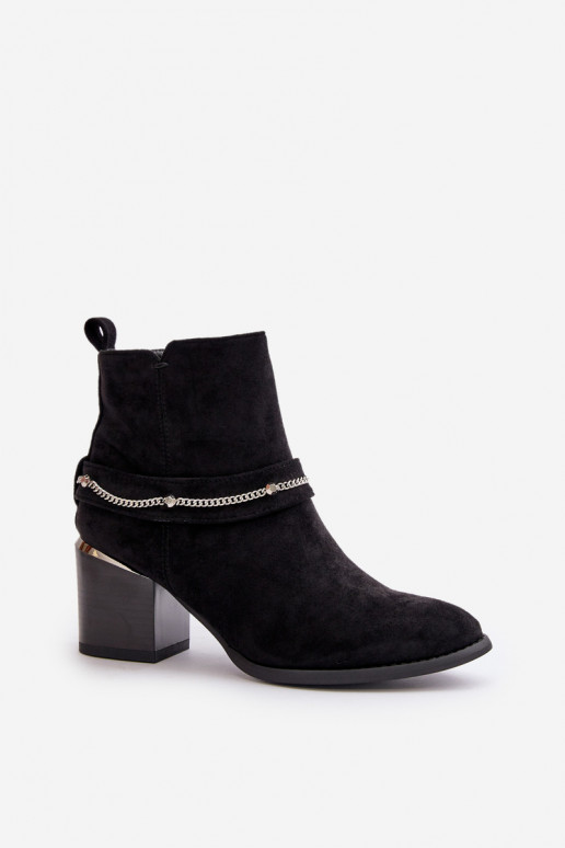 Bottines isolées pour femmes avec chaînes en daim synthétique en noir Hanalen