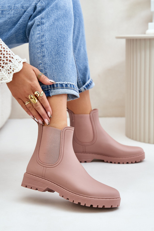 Bottes en caoutchouc pour femmes avec des inserts élastiques en rose Ciariel