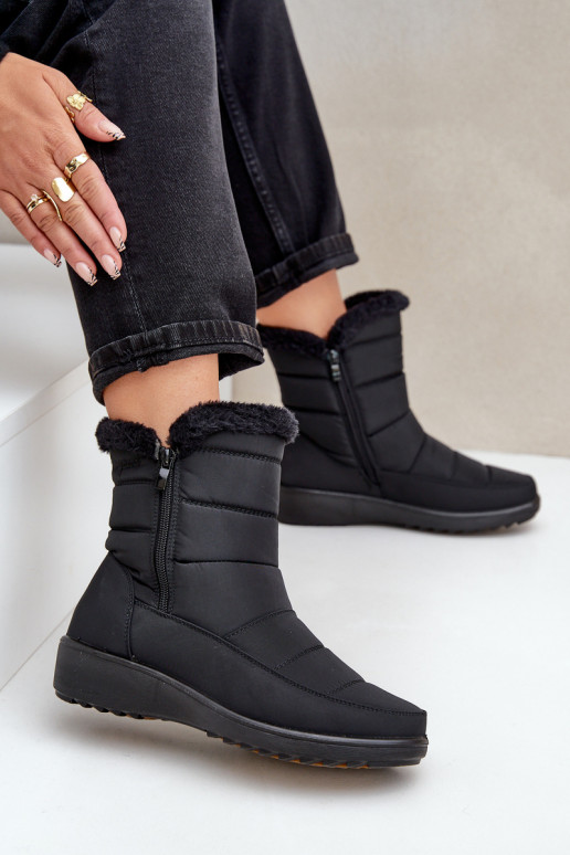 Damen Schneestiefel mit Fell in Schwarz Fiorittia