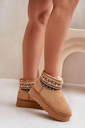 Braune Schneestiefel mit Mustern und Plattform Avatharia