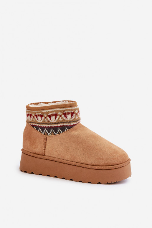 Braune Schneestiefel mit Mustern und Plattform Avatharia