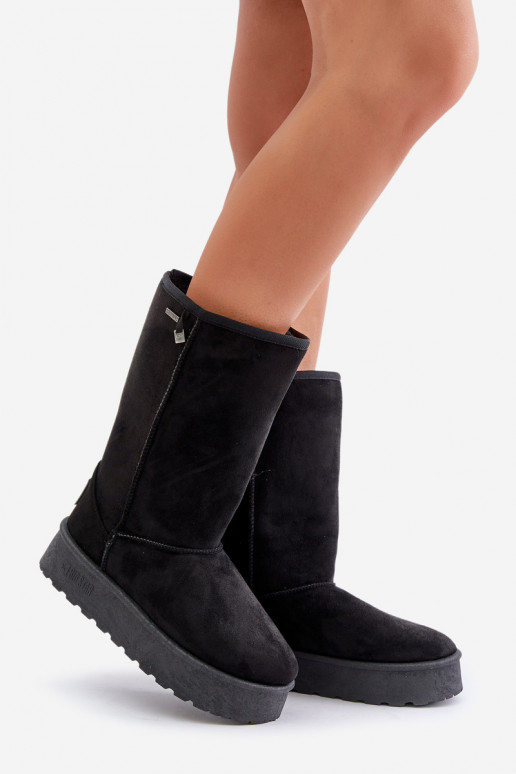 Schwarze hohe Schneestiefel mit Plattform Big Star OO274895