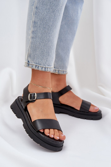 Zwarte dames sandalen met platform Evaretha 2