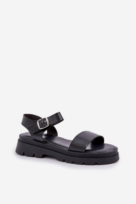 Zwarte dames sandalen met platform Evaretha