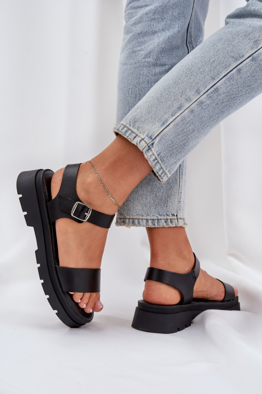 Zwarte dames sandalen met platform Evaretha