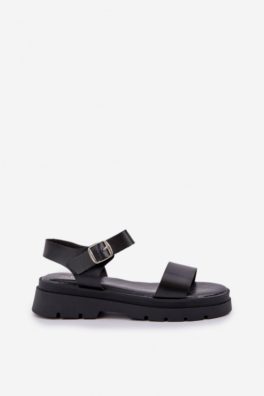 Zwarte dames sandalen met platform Evaretha