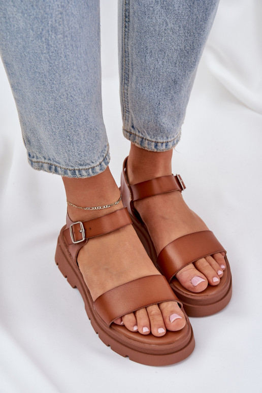 Braune Damen Sandalen mit Plattform Evaretha