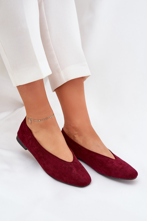Ballerines classiques en velours synthétique bordeaux Osallin