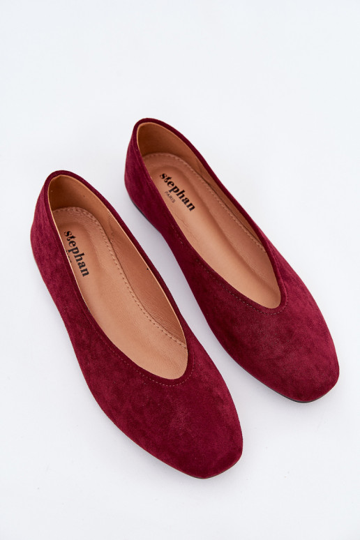 Ballerines classiques en velours synthétique bordeaux Osallin