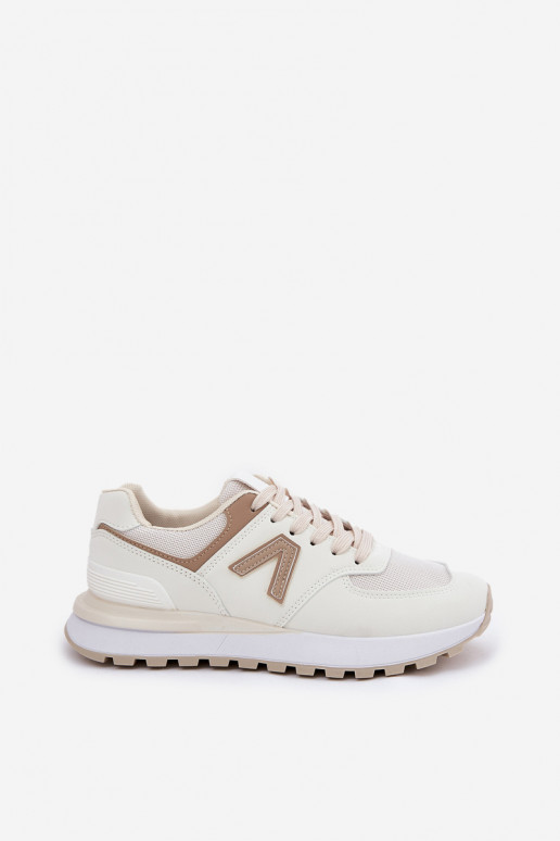 Dames sneakers van zandkleurig faux leather Berieta