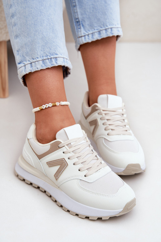 Dames sneakers van zandkleurig faux leather Berieta