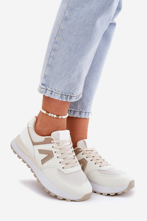 Dames sneakers van zandkleurig faux leather Berieta