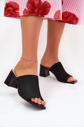 Dames slippers met hak op een blokhak in zwart INenilan 2