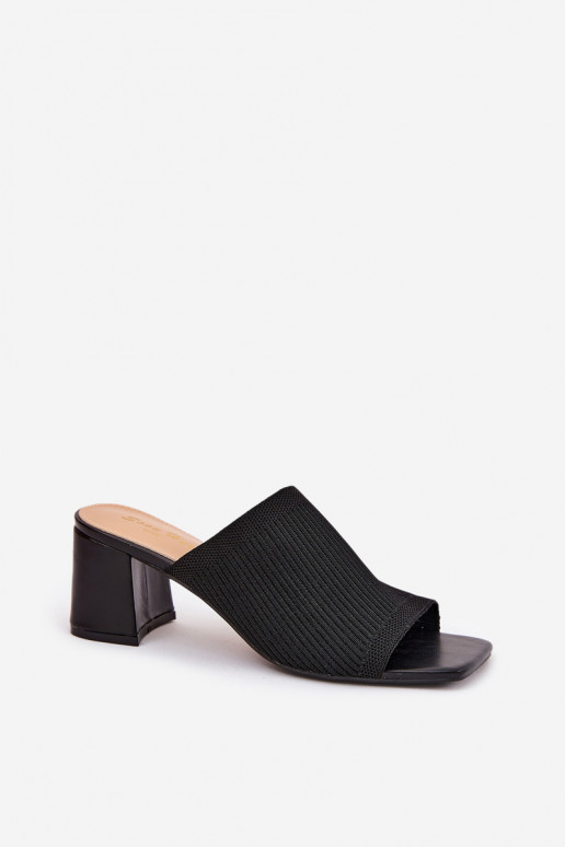 Chaussons à talon bloc pour femmes en noir INenilan