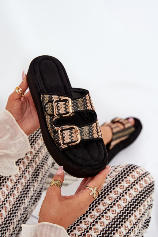 Chaussons à plateforme pour femmes avec boucles en noir Limme