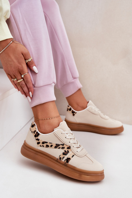 Damen-Sneaker mit Plattform und Leopardenmuster in sand Totter