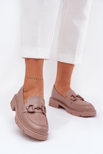 Dames instappers met decoratieve details in khaki faux leather Seftass 2