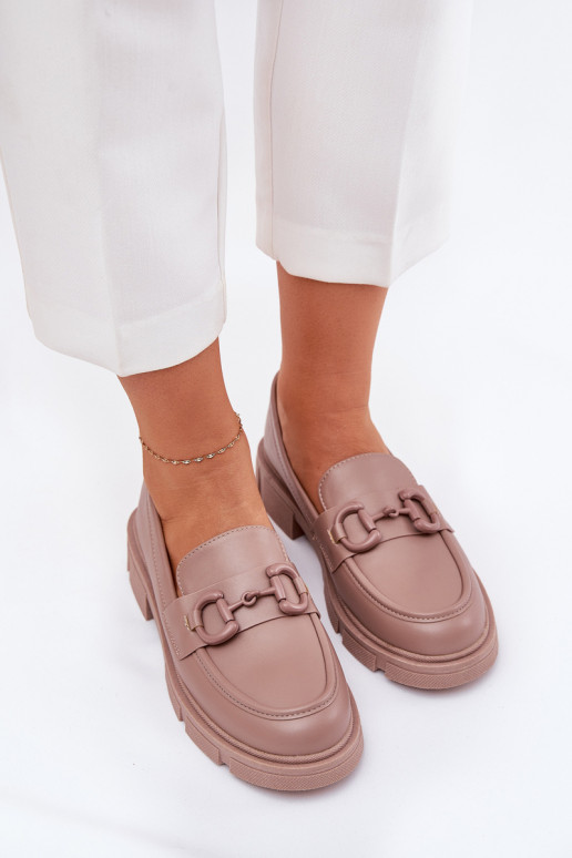 Dames instappers met decoratieve details in khaki faux leather Seftass