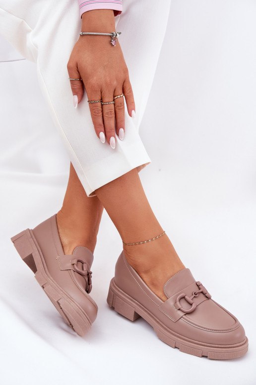 Mocassins pour femmes avec détails décoratifs en cuir synthétique kaki Seftass