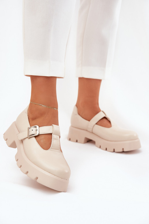 dames schoenen met gespen op platform in zand Venda