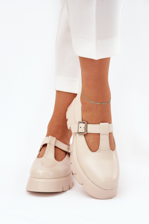 Damen Schuhe mit Schnallen auf Plattform in Sand Venda