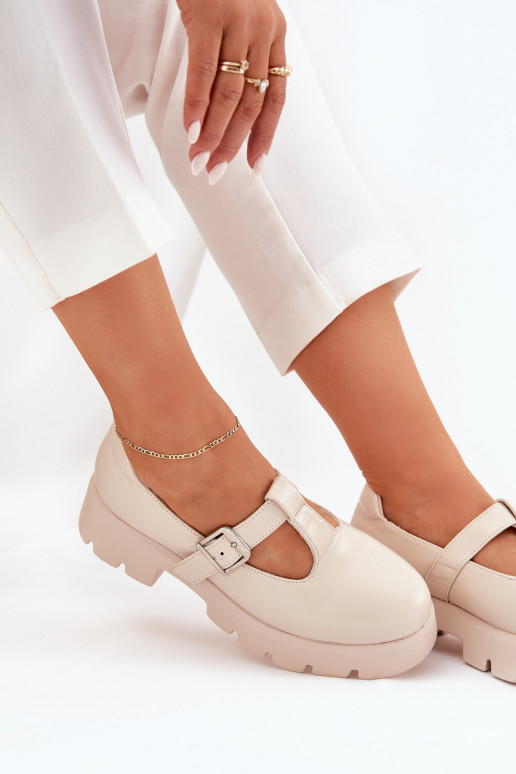 dames schoenen met gespen op platform in zand Venda