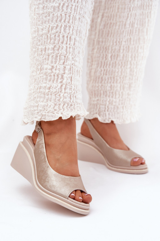 sandales en cuir pour femmes avec plateforme dorées S.Barski LR51-539