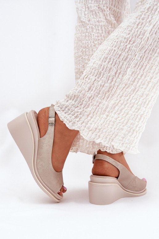 sandales en cuir pour femmes avec plateforme dorées S.Barski LR51-539