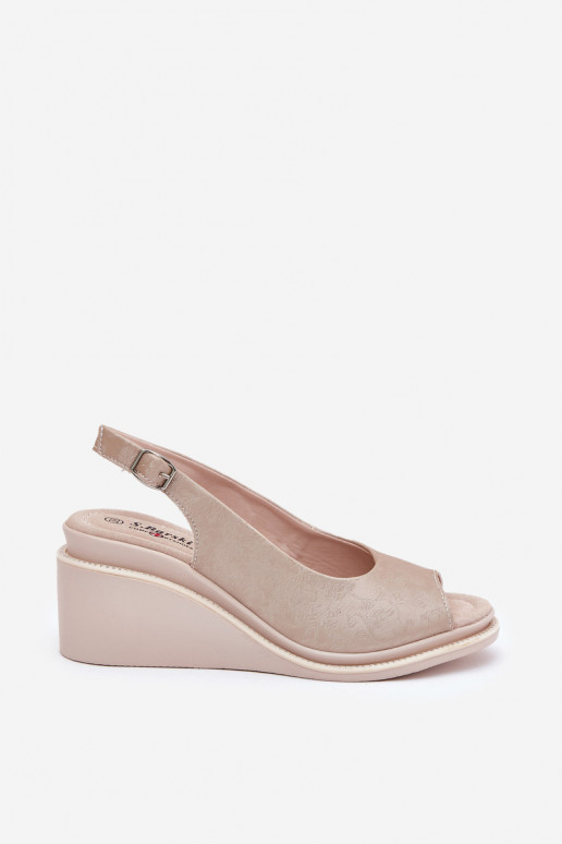 leren sandalen voor dames met platform in goud S.Barski LR51-539