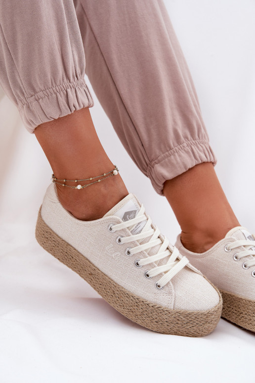 chaussures décontractées avec plateforme Lee Cooper LCIN-25-02-3284 couleur ivoire