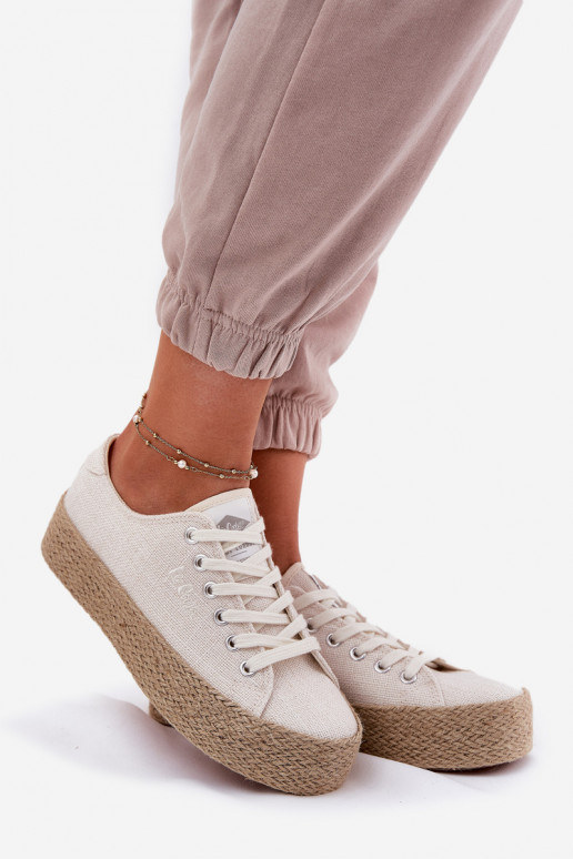 casual schoenen met platform Lee Cooper LCIN-25-02-3284 in ivoorkleur
