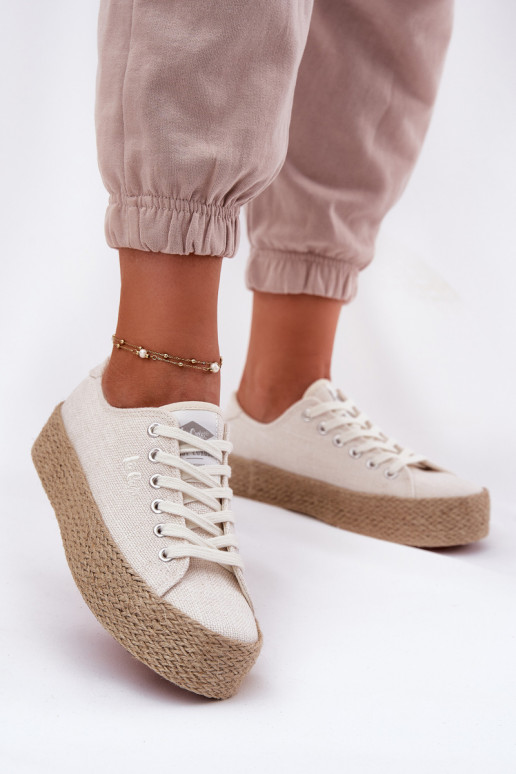 casual schoenen met platform Lee Cooper LCIN-25-02-3284 in ivoorkleur